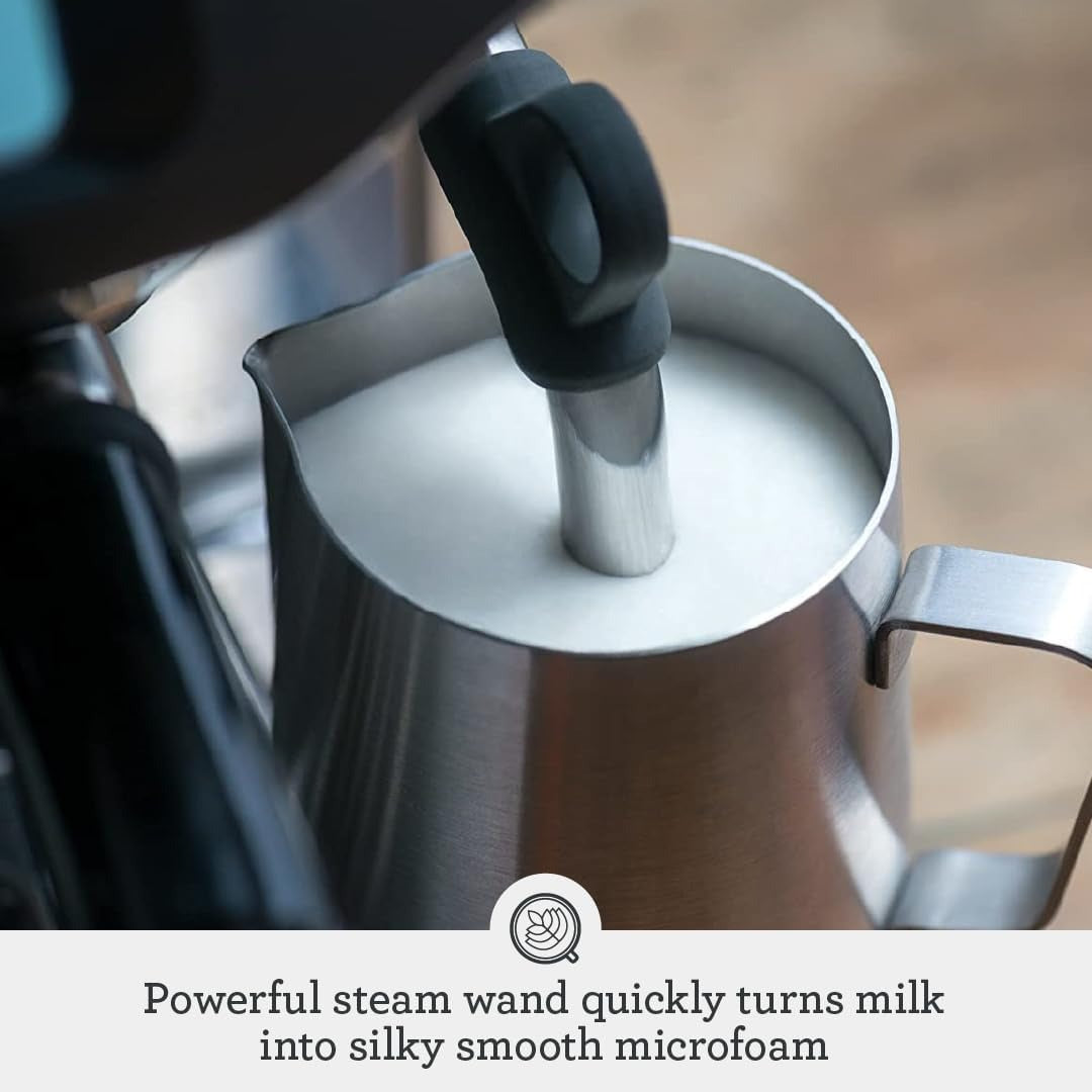 Sage the Barista Pro grinder outlet and portafilter cradle up close, official photography