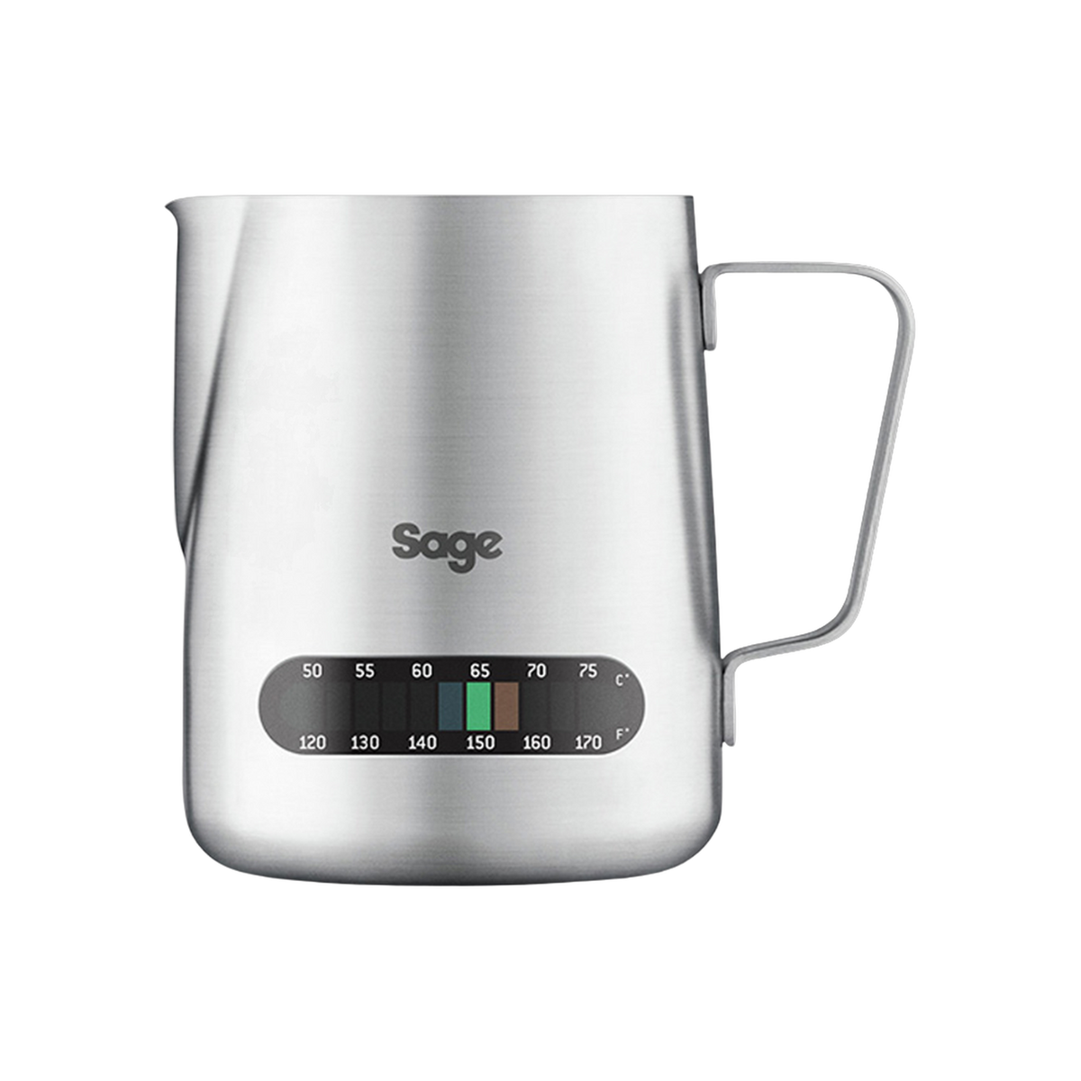 The Sage Temp Control milk jug with its integrated temperature strip