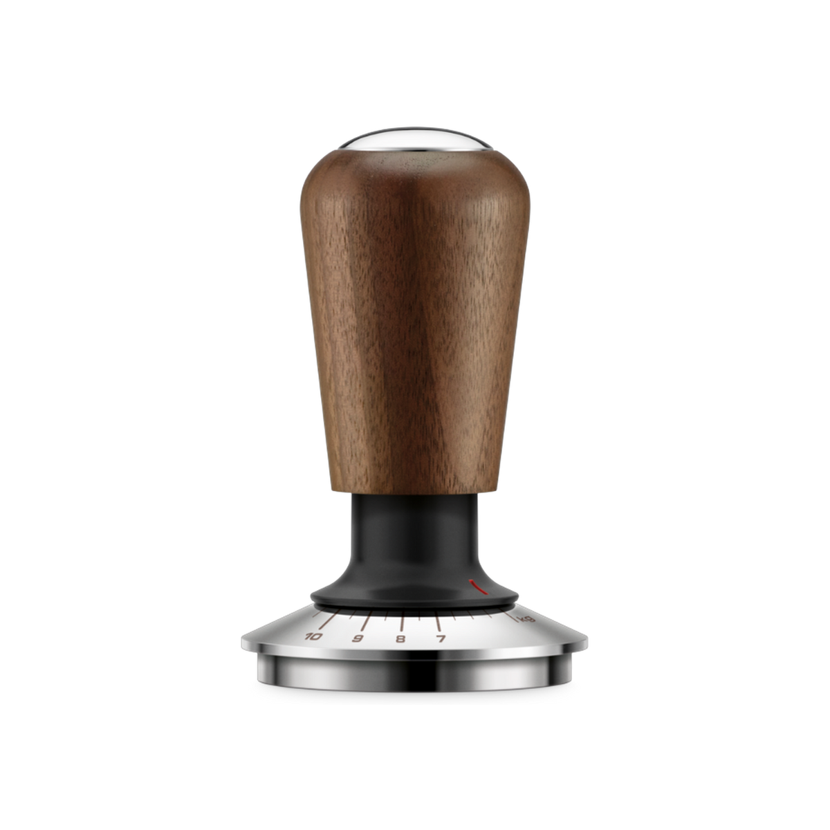 The Sage Force Gauge Tamper 58 mm in stainless steel and walnut