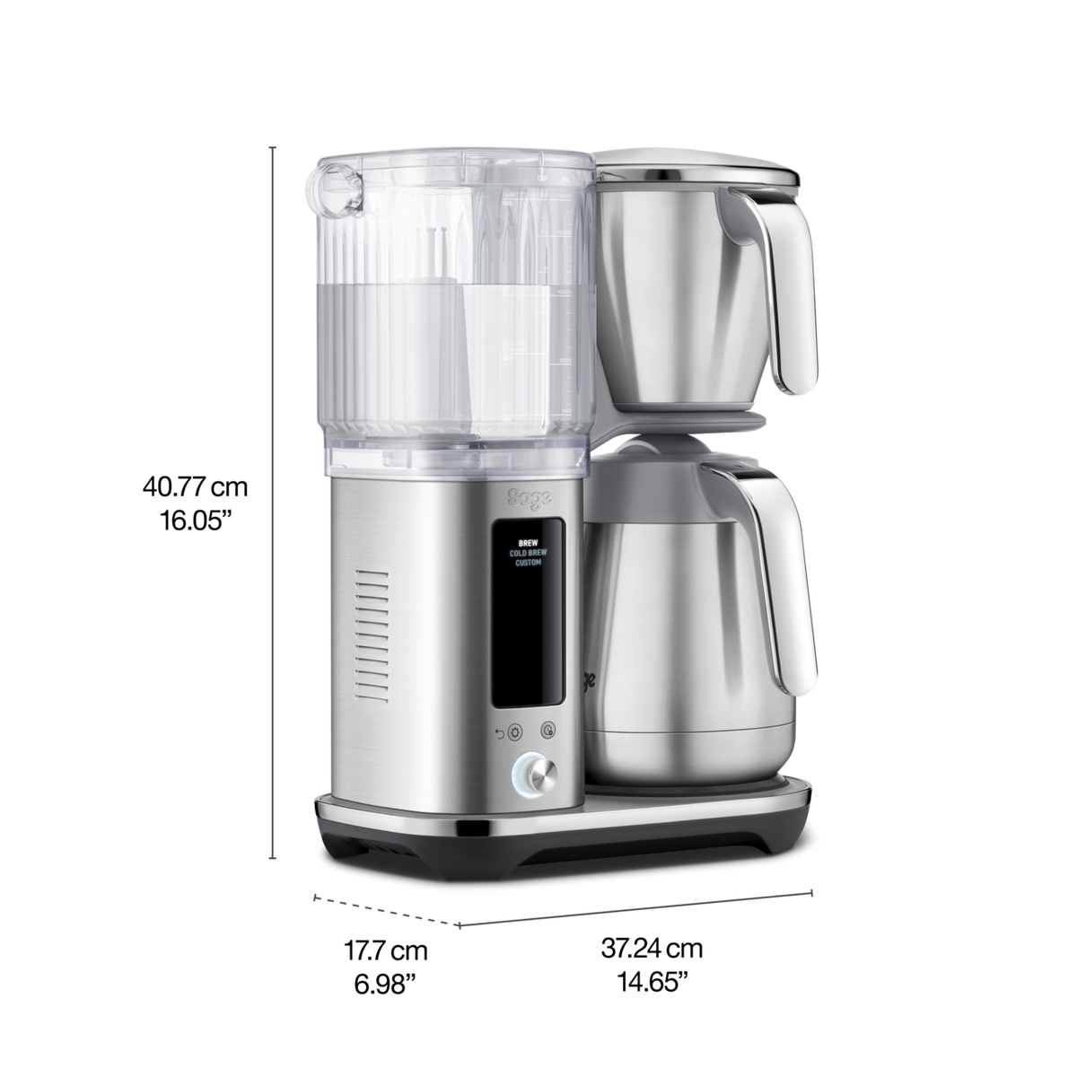 Sage the Luxe Brewer Thermal control panel with LCD display and SELECT dial, official product detail