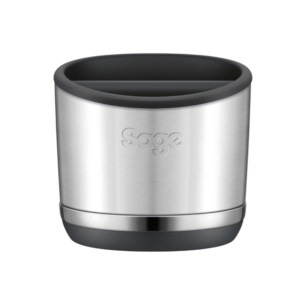 The Sage Knock Box 10 in brushed stainless steel