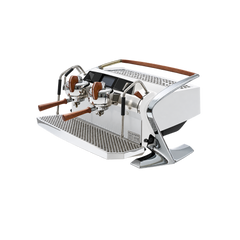 Slayer Steam LP Espresso Machine — Glossy White / 2 Group; consistent elevated view, square transparent image