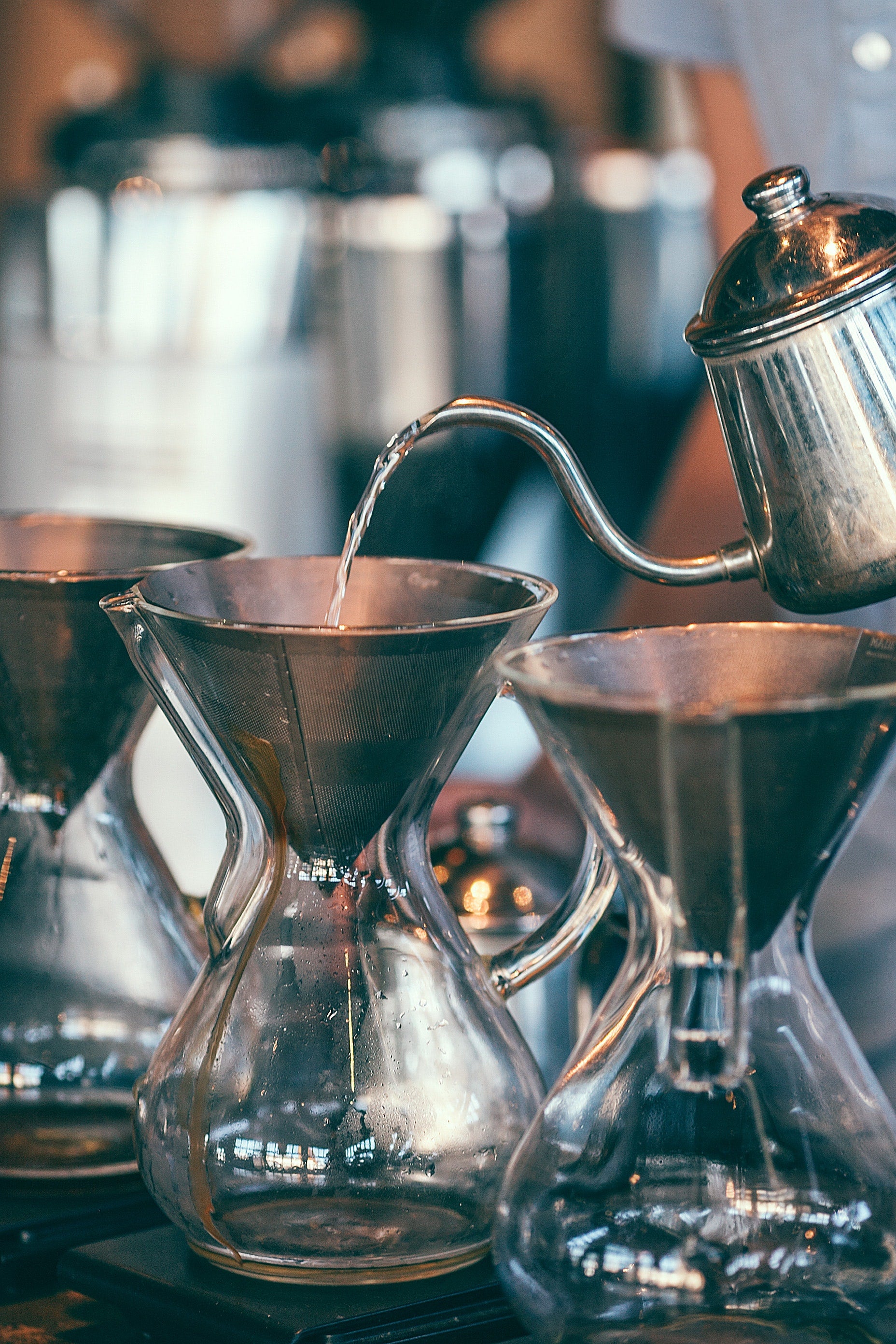 image: coffee being made with the pour over brewing method