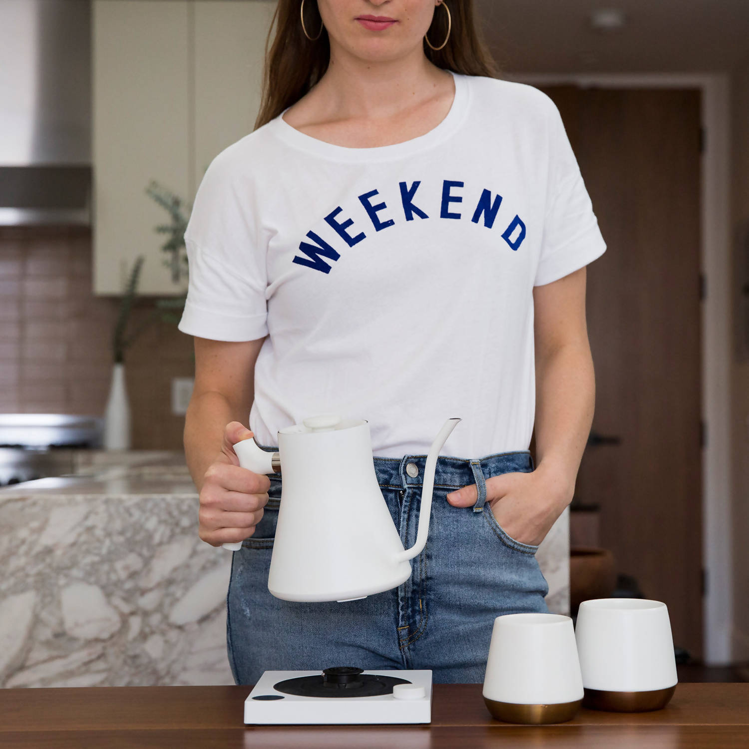 Fellow - Stagg Kettle EKG 0.9l - Stone Blue + Walnut