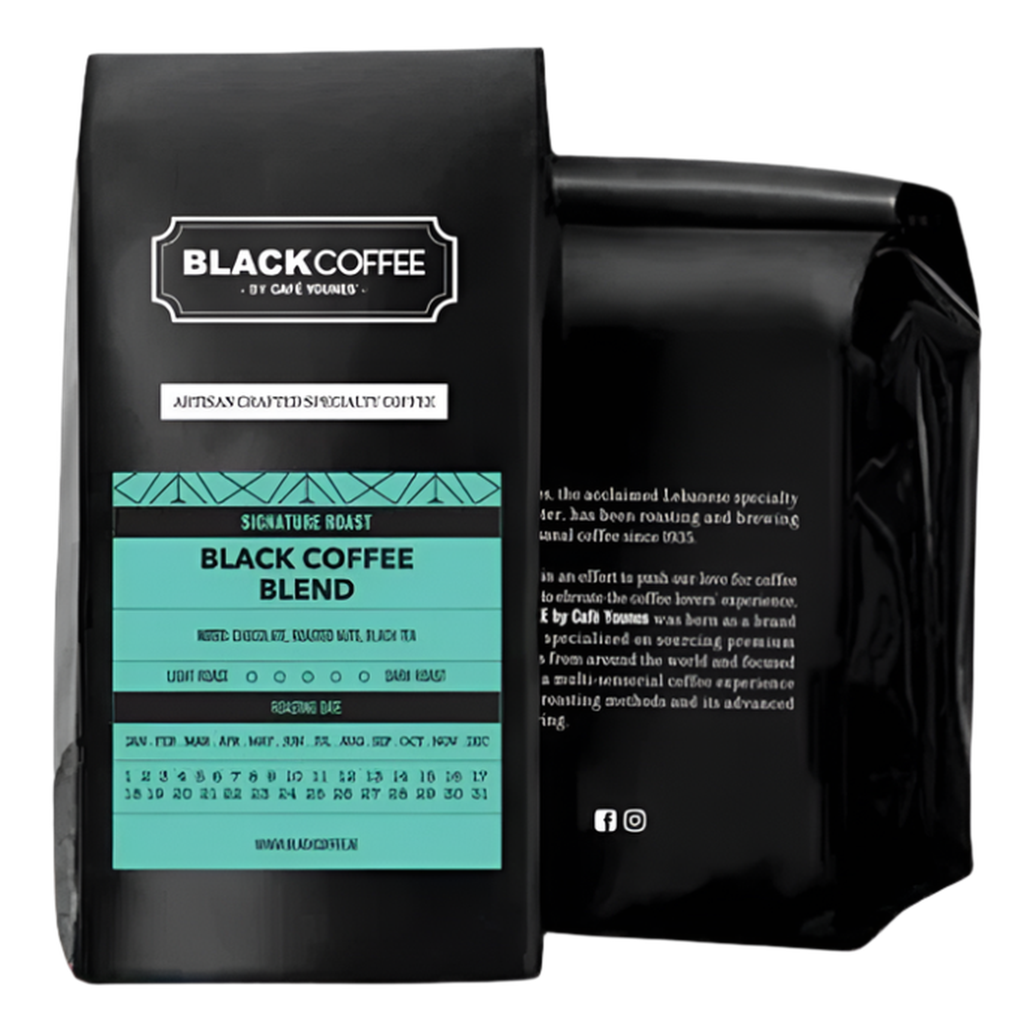 Black Coffee Blend - BeanBurds Black Coffee by Cafe Younes 250g (10- 12 Cups) / Whole Beans Coffee Beans