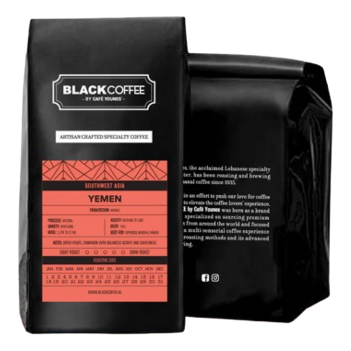 Yemen Haraaz - BeanBurds Black Coffee by Cafe Younes 250g (10- 12 Cups) / Whole Beans Coffee Beans