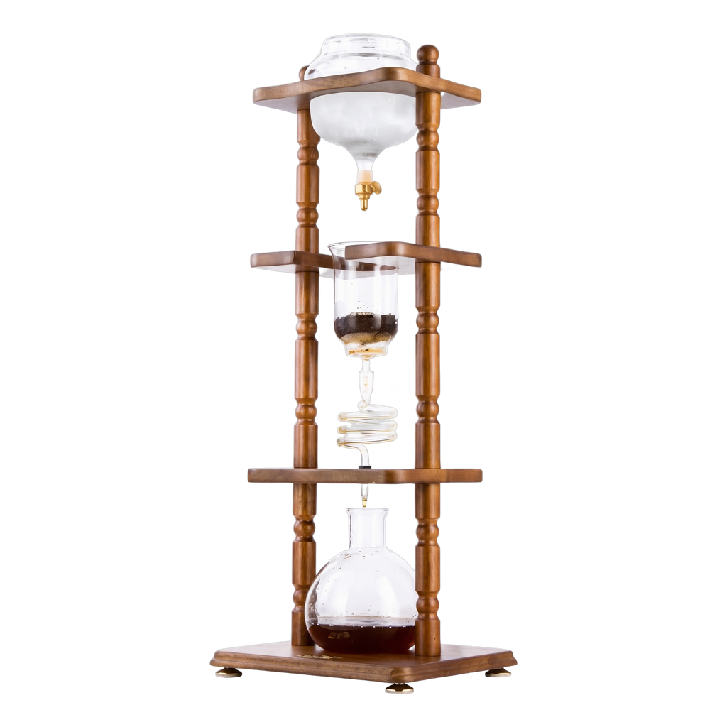 Yama 6-8 Cup Cold Drip Maker Curved Brown Wood Frame - BeanBurds Brewing Gadgets Default Title Coffee Dripper