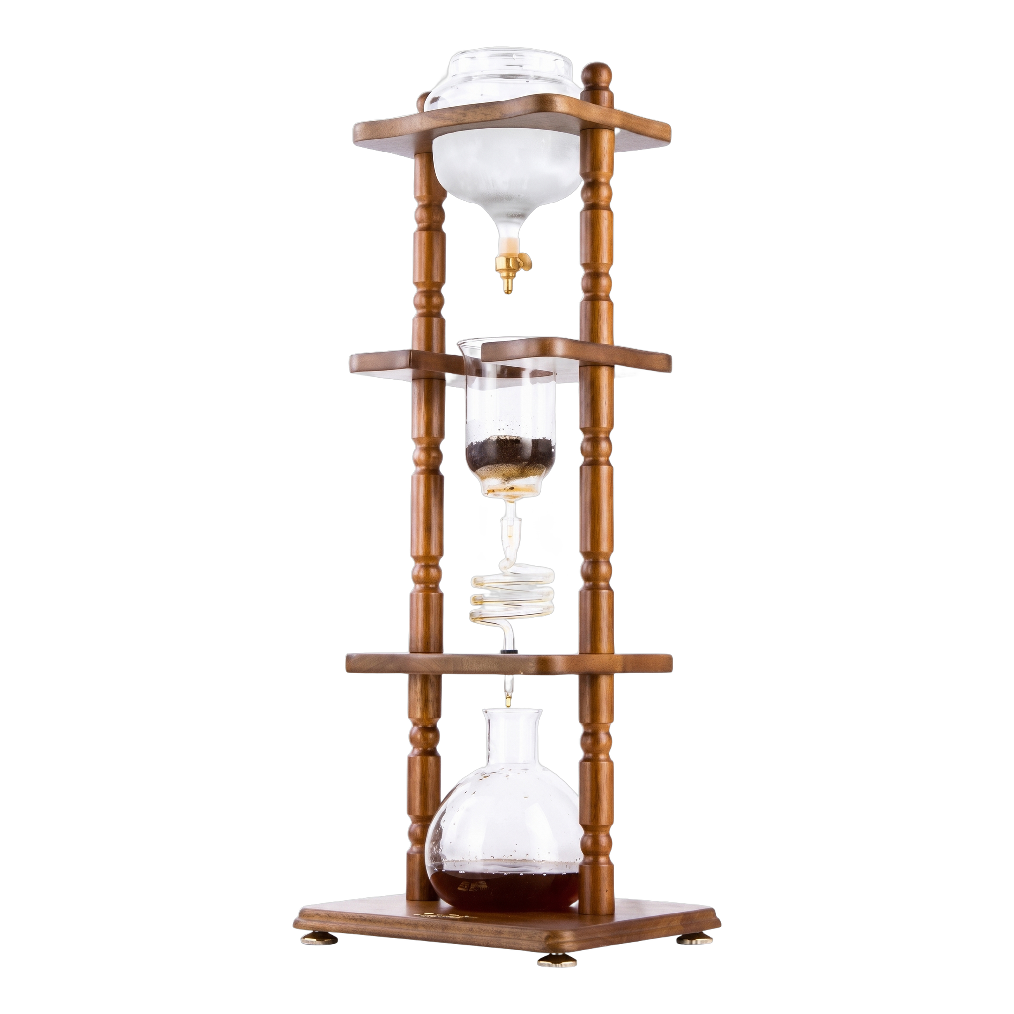 Yama 6-8 Cup Cold Drip Maker Curved Brown Wood Frame - BeanBurds Brewing Gadgets Default Title Coffee Dripper