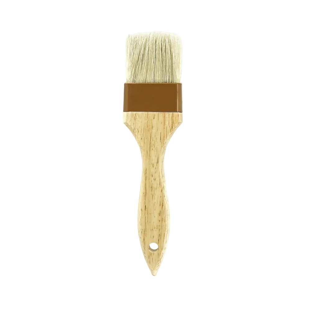 Precise Wide Flat Brush with Natural Bristles and Wooden Handle