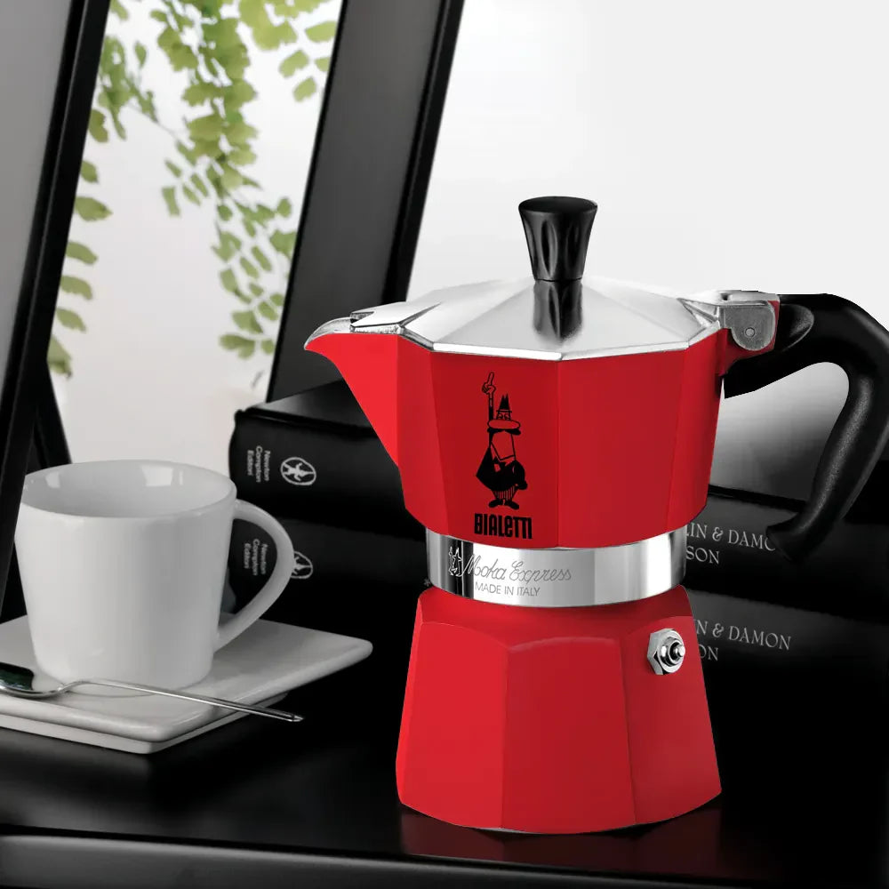 Bialetti Moka Expresso Coffee Maker - Red & Black - BeanBurds Brewing Gadgets Red Brewing Equipment