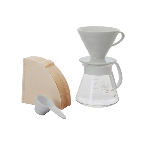 Hario V60 Ceramic Dripper 02 Set White - BeanBurds Brewing Gadgets Standard Coffee Dripper