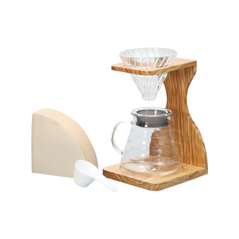 Hario V60 Olive Wood Stand Set