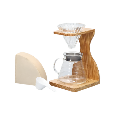 Hario V60 Olive Wood Stand Set