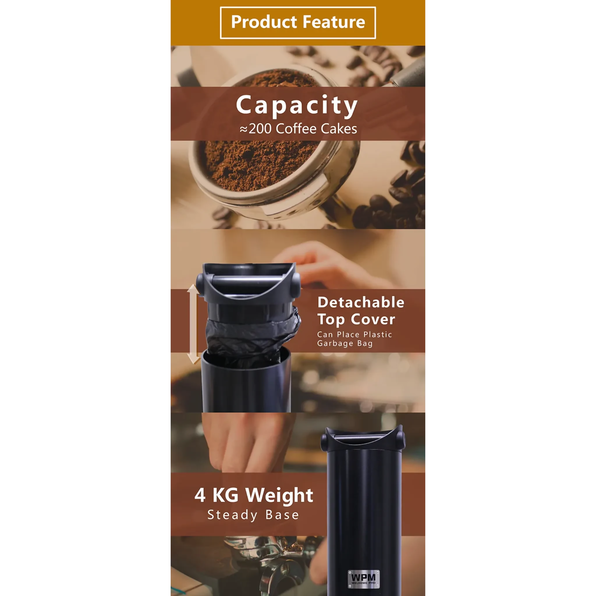 WPM TR 150 Knock Box - BeanBurds Coffx Black Coffee Machines and Equipment