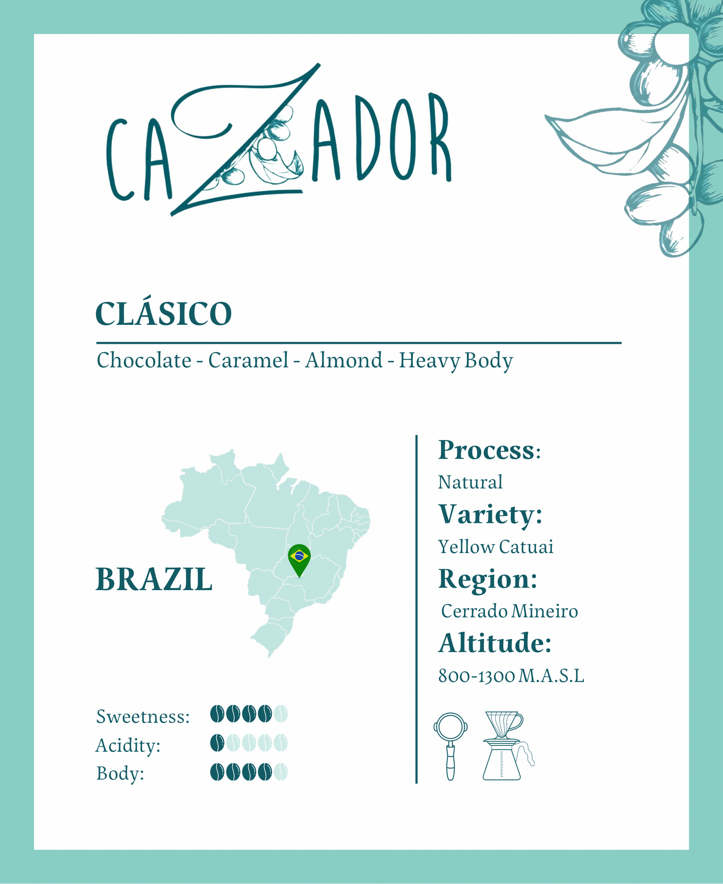 Brazil Clásico Cerrado Mineiro - BeanBurds Cazador Roaster Coffee Beans