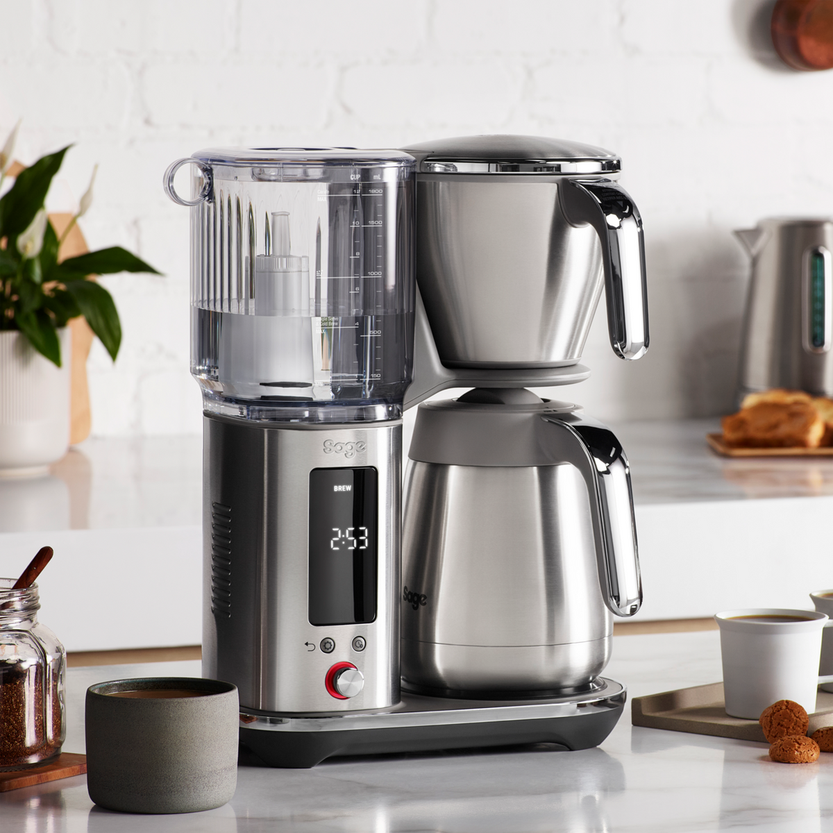 Sage the Luxe Brewer Thermal with cone and flat-bottom filter baskets, official product detail