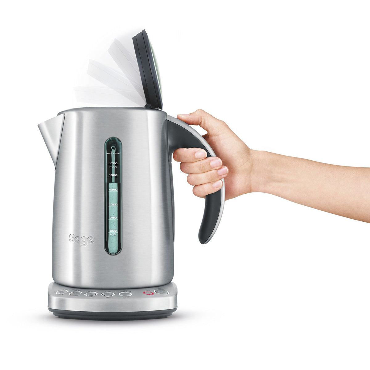 Sage the Smart Kettle control base with the five temperature buttons, official product detail