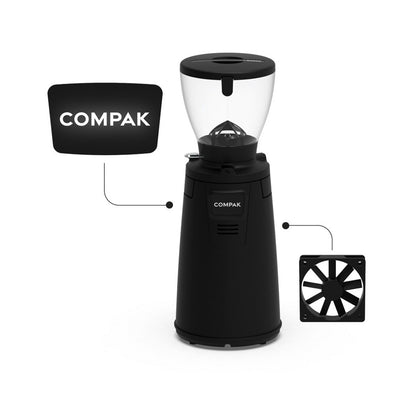 Compak E8 OD Grinder – 83mm, With Red Speed Burrs, Black