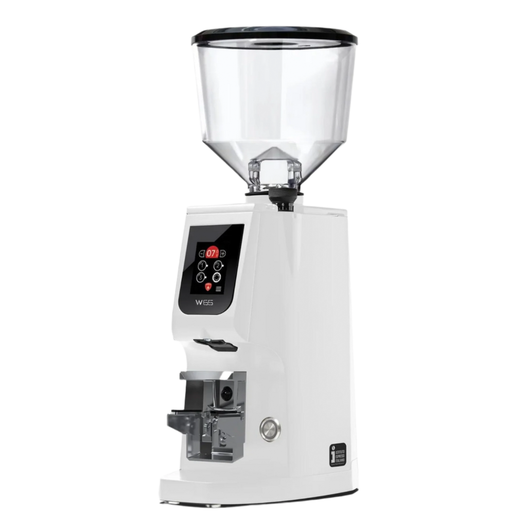 Eureka Atom W65 Coffee Grinder with Scale - BeanBurds CMI Equipment White Coffee Grinders