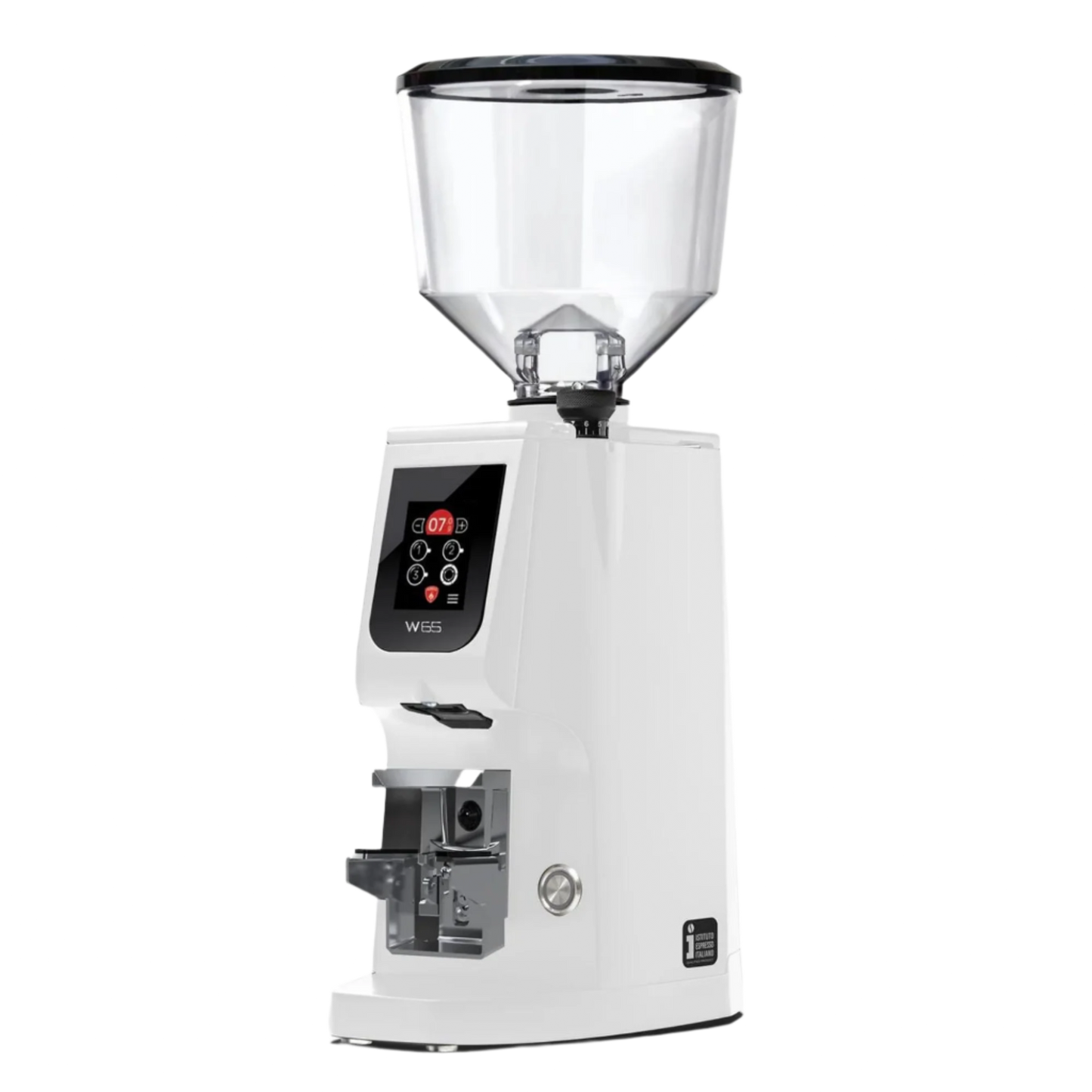 Eureka Atom W65 Coffee Grinder with Scale - BeanBurds CMI Equipment White Coffee Grinders