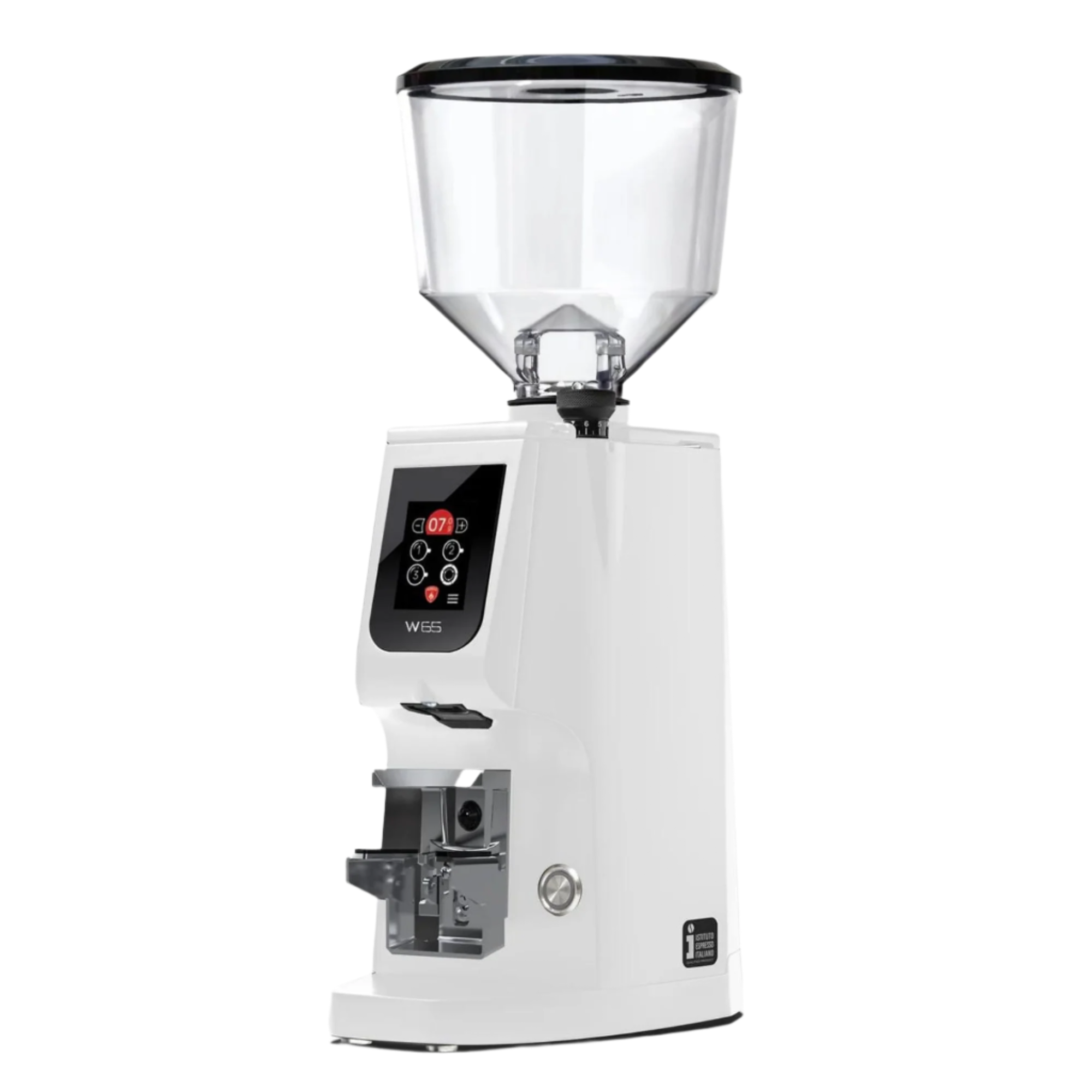 Eureka Atom W65 Coffee Grinder with Scale - BeanBurds CMI Equipment White Coffee Grinders