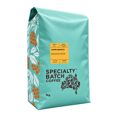 Specialty Batch Coffee Capim Branco — transparent studio product photograph