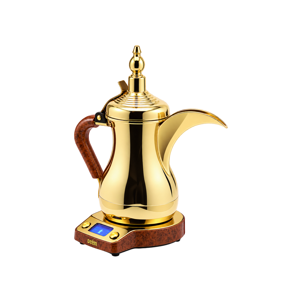 Arab Dalla Deem Electric Arabic Coffee Maker-Gold — product view on transparent background