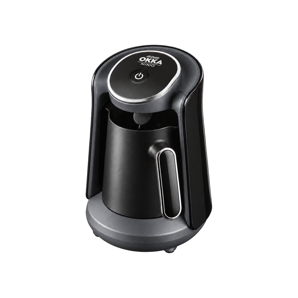 Arzum Okka Minio Turkish Coffee Maker — Chrome — matching product angle on transparent background