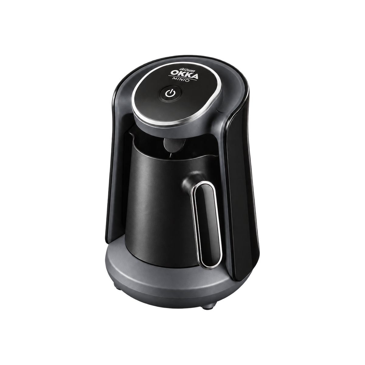 Arzum Okka Minio Turkish Coffee Maker — Chrome — matching product angle on transparent background