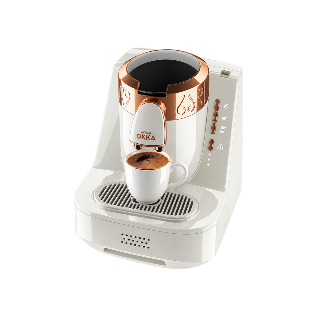 Arzum Okka Turkish Coffee Machine — White matched product view, transparent background