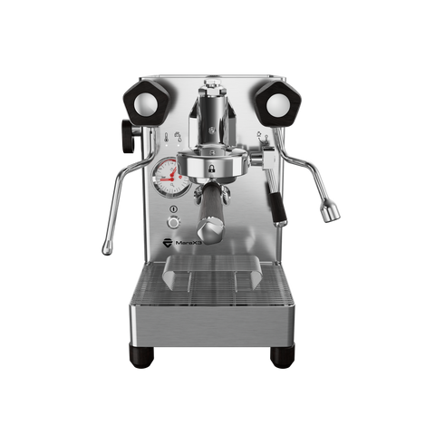 Lelit MaraX3 espresso machine in Brushed Stainless Steel, front view