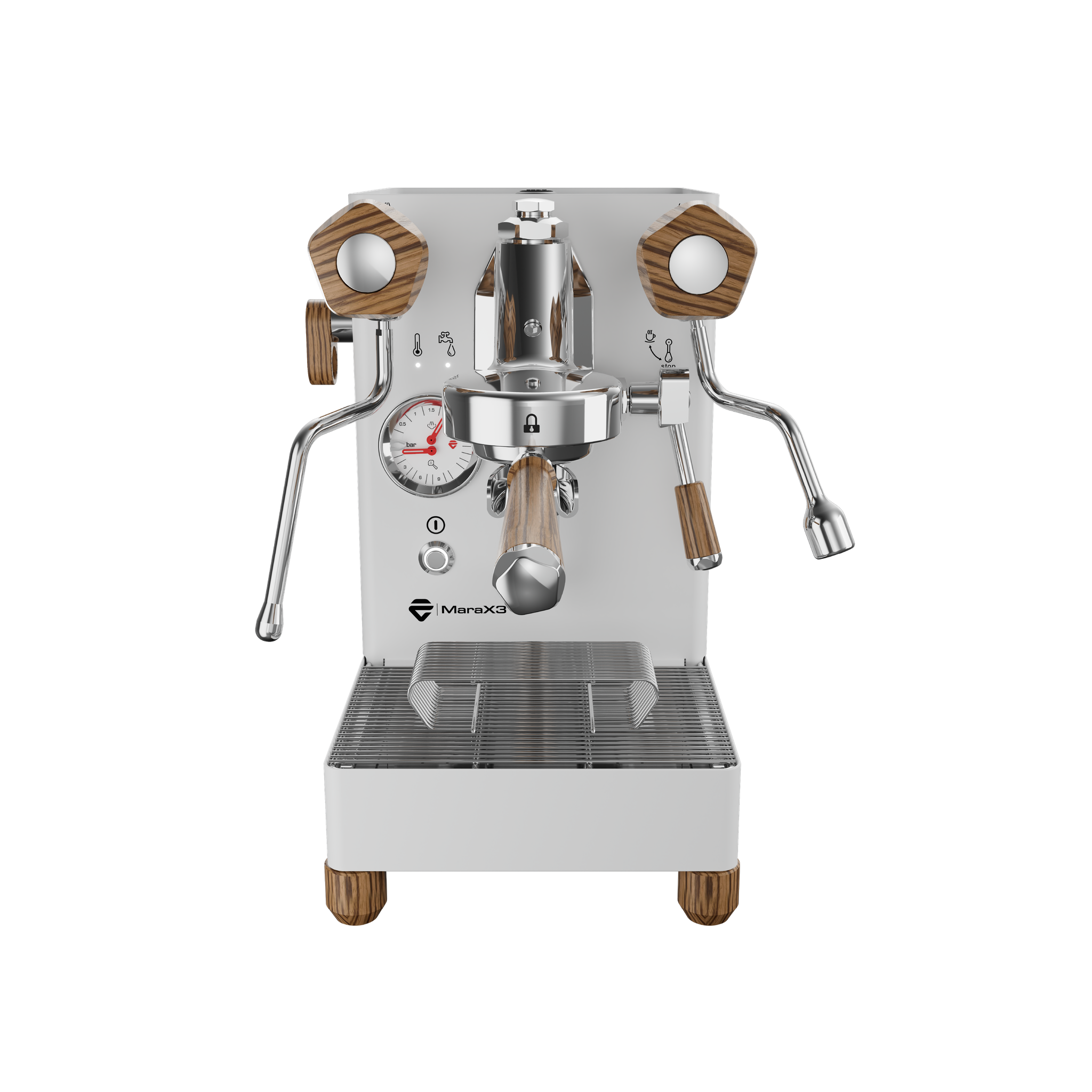 Lelit MaraX3 espresso machine in White, front view