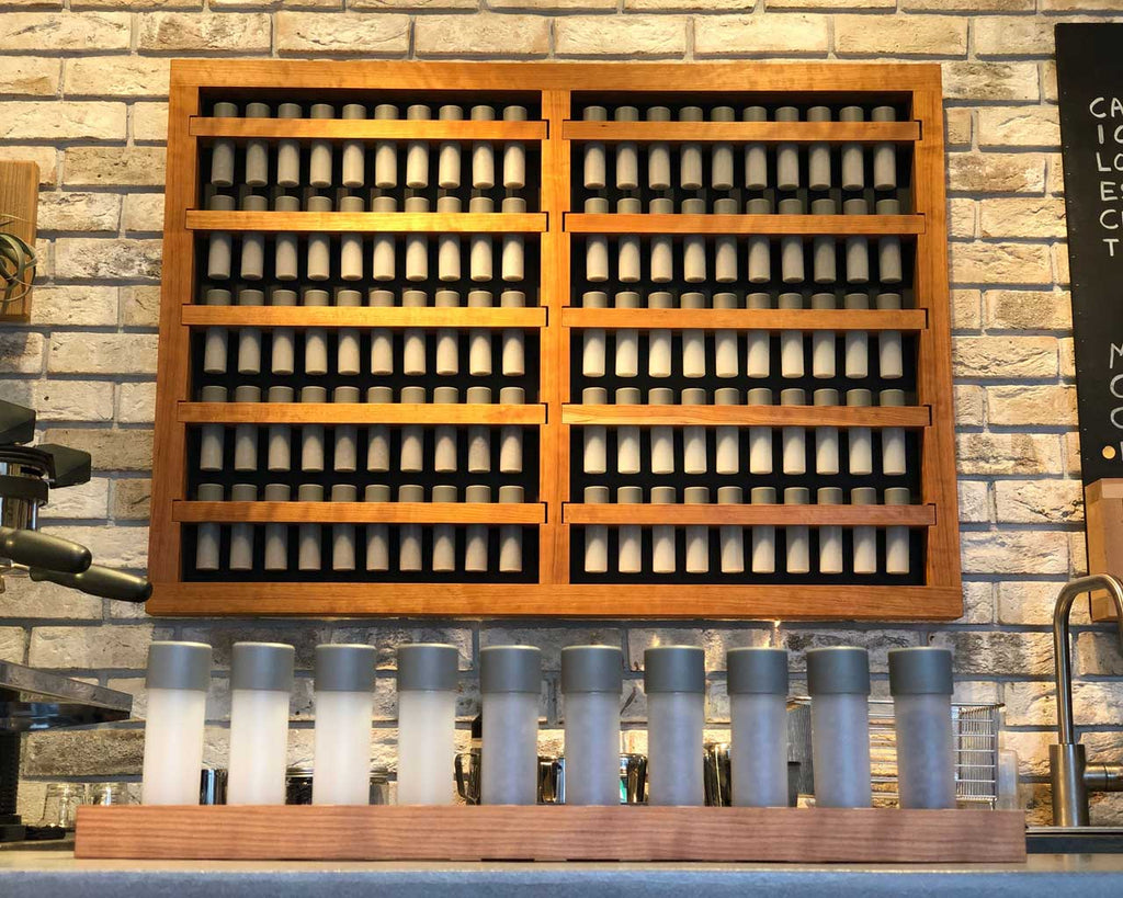 Weber Workshops Bean Cellar Wall Rack in white oak, mounted