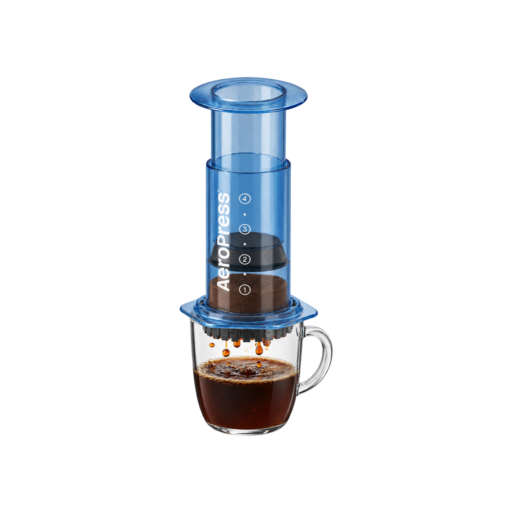 AeroPress Coffee Maker – Clear & Colored — Blue — elevated product view