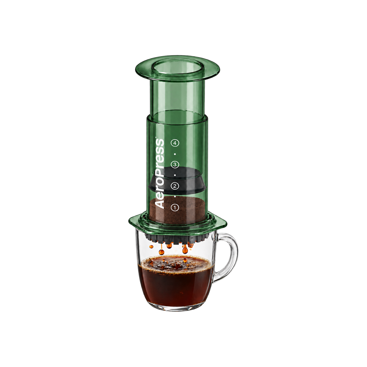 AeroPress Coffee Maker – Clear & Colored — Green — elevated product view