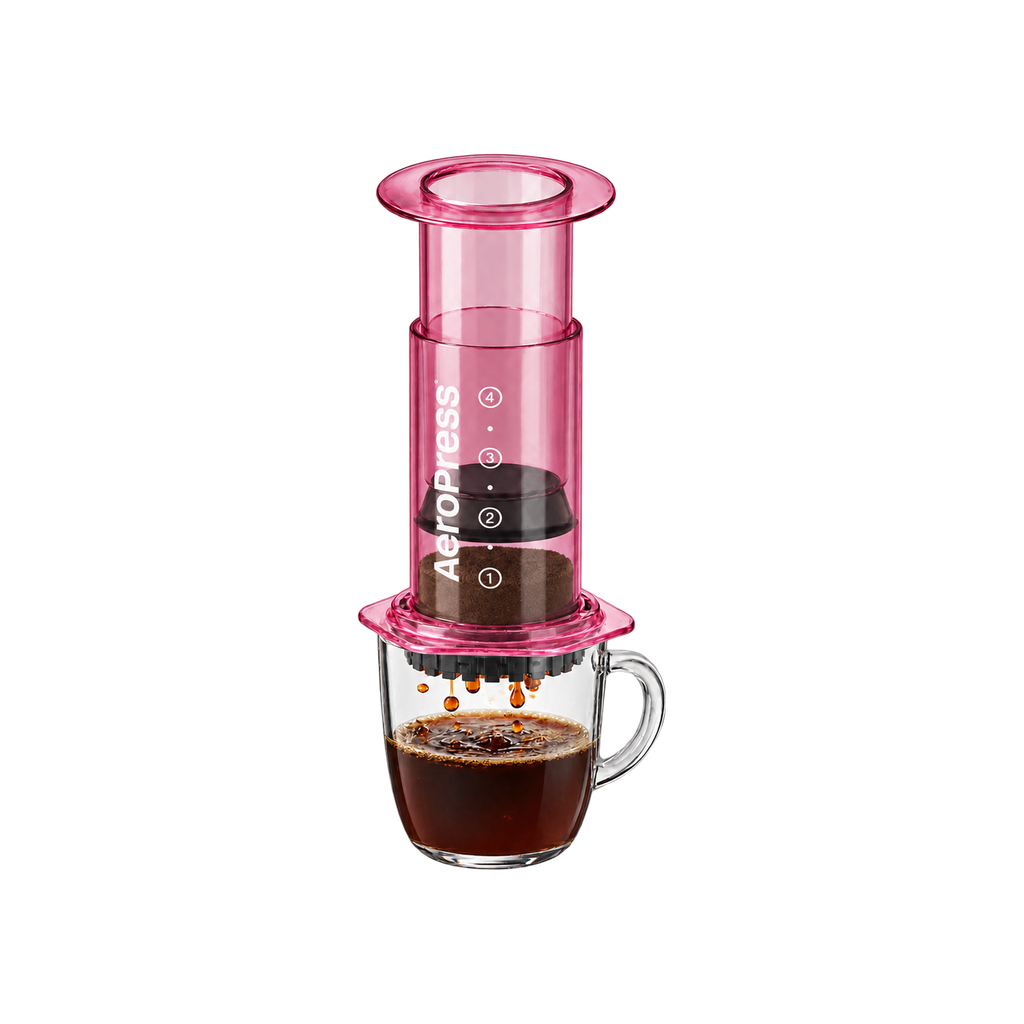 AeroPress Coffee Maker – Clear & Colored — Pink — elevated product view