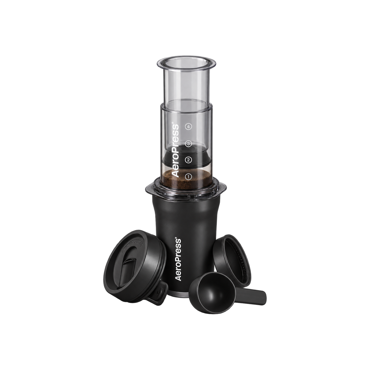 AeroPress Coffee Maker - Go Plus — Black — elevated product view