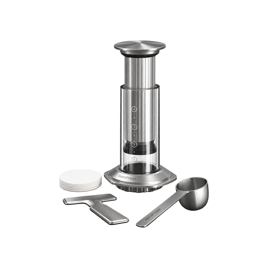 AeroPress Coffee Maker – Premium Edition — Silver — elevated product view