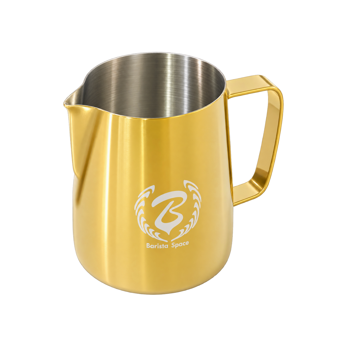 Barista Space Gold Milk Pitcher – Stainless Steel Jug for Latte Art — 350ml — elevated product view