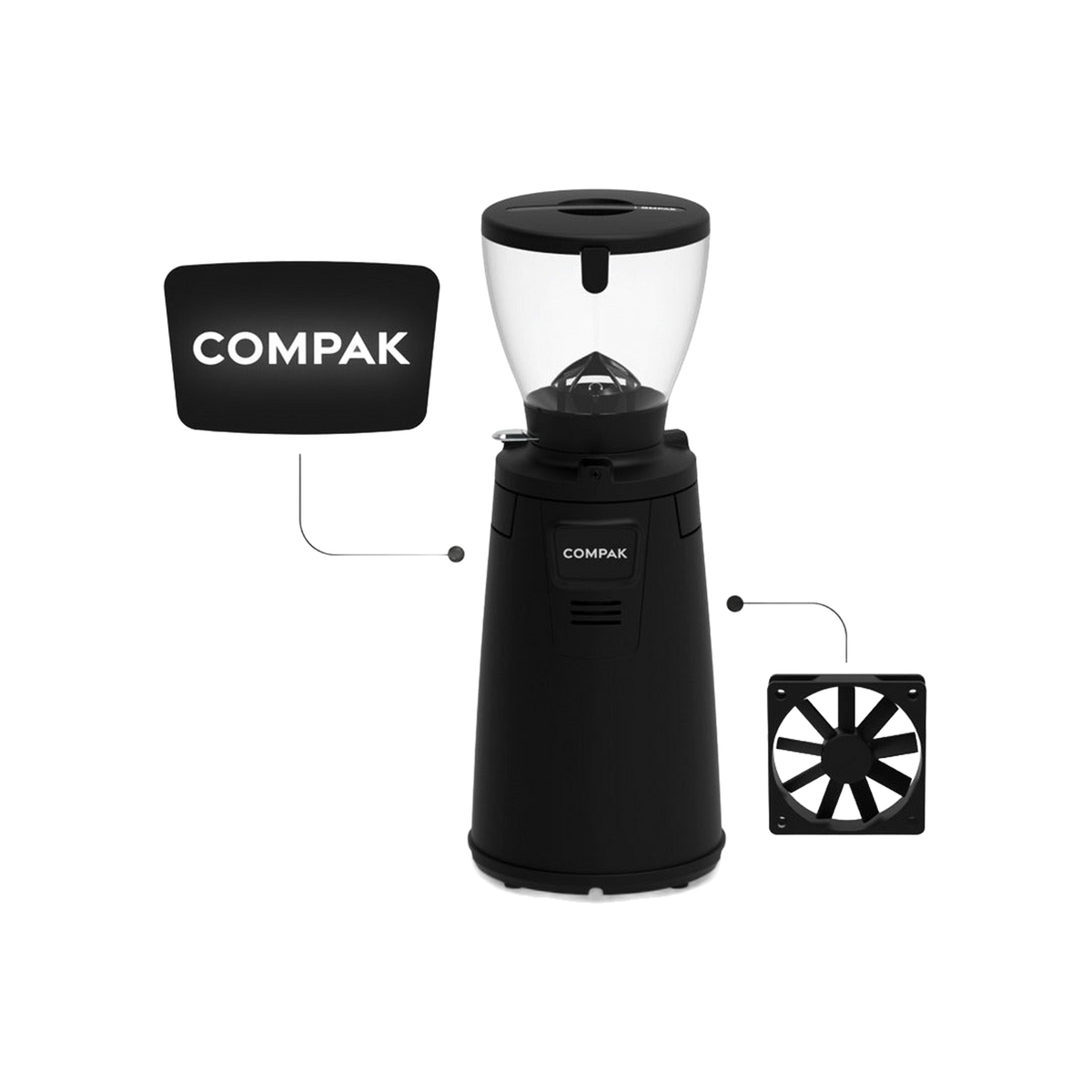 Compak E8 OD Grinder – 83mm, With Red Speed Burrs — original photo; transparent background