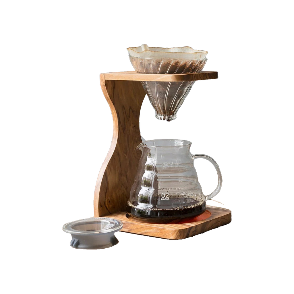 Hario V60 Olive Wood Stand Set — transparent product image