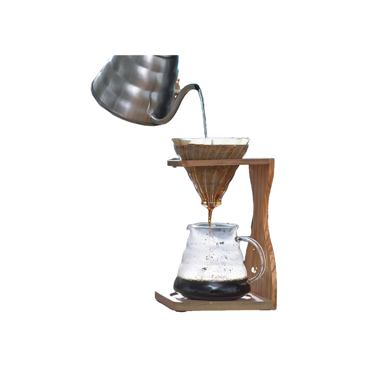 Hario V60 Olive Wood Stand Set — transparent product image