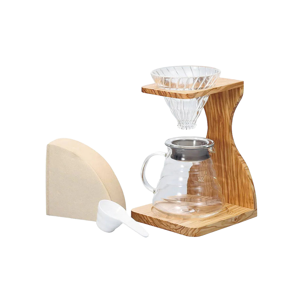Hario V60 Olive Wood Stand Set — transparent product image