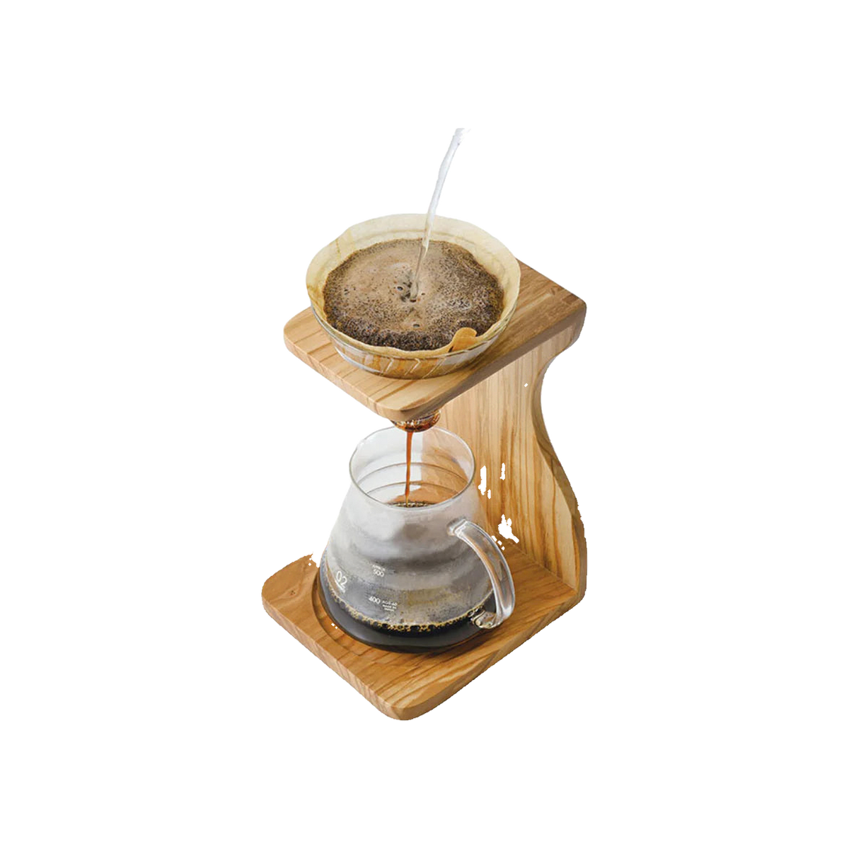 Hario V60 Olive Wood Stand Set — original photo; transparent background