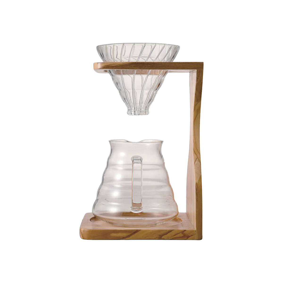 Hario V60 Olive Wood Stand Set — original photo; transparent background