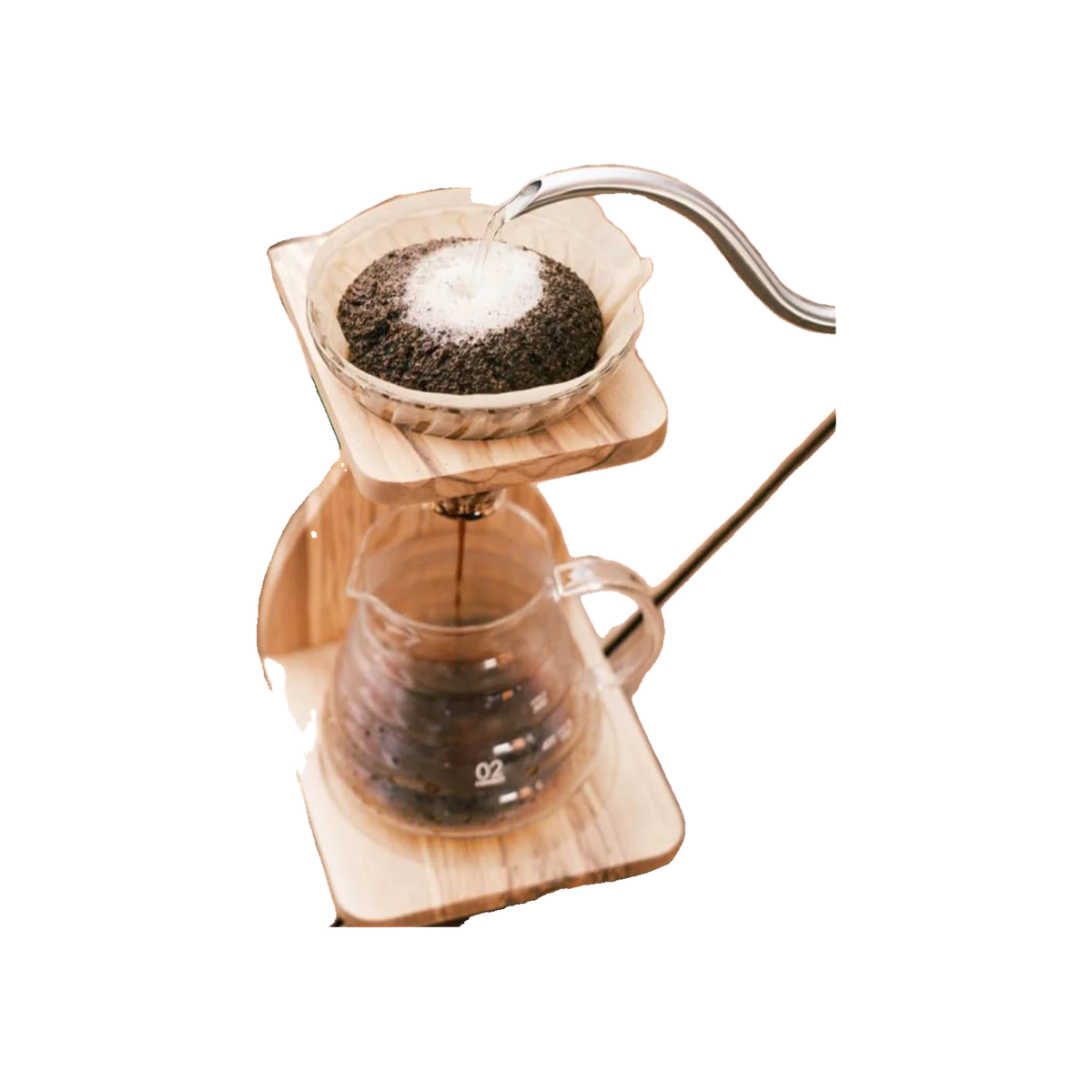 Hario V60 Olive Wood Stand Set — transparent product image