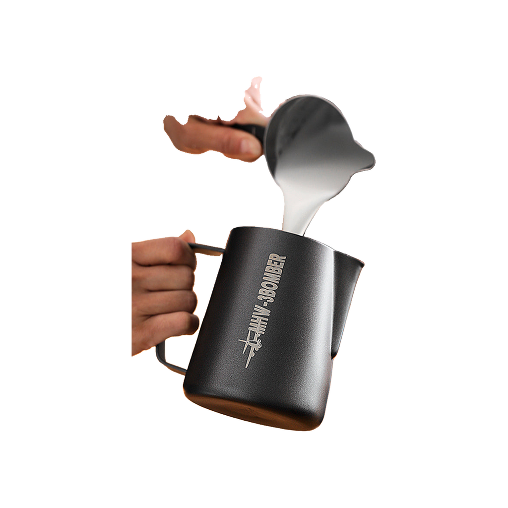 MHW-3Bomber - Milk Pitcher 3.0 450ml - Matte Black Round Spout — transparent product image