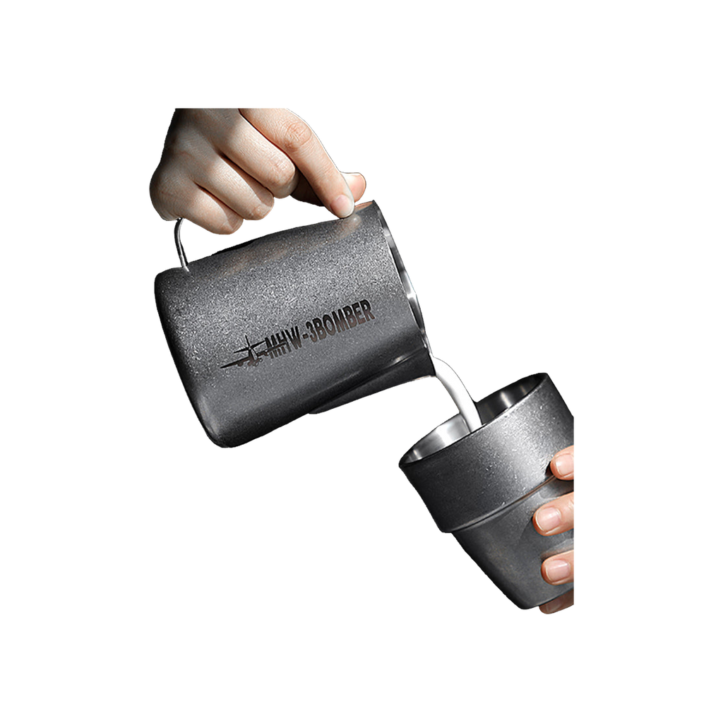MHW-3Bomber - Milk Pitcher 3.0 450ml - Matte Black Round Spout — transparent product image