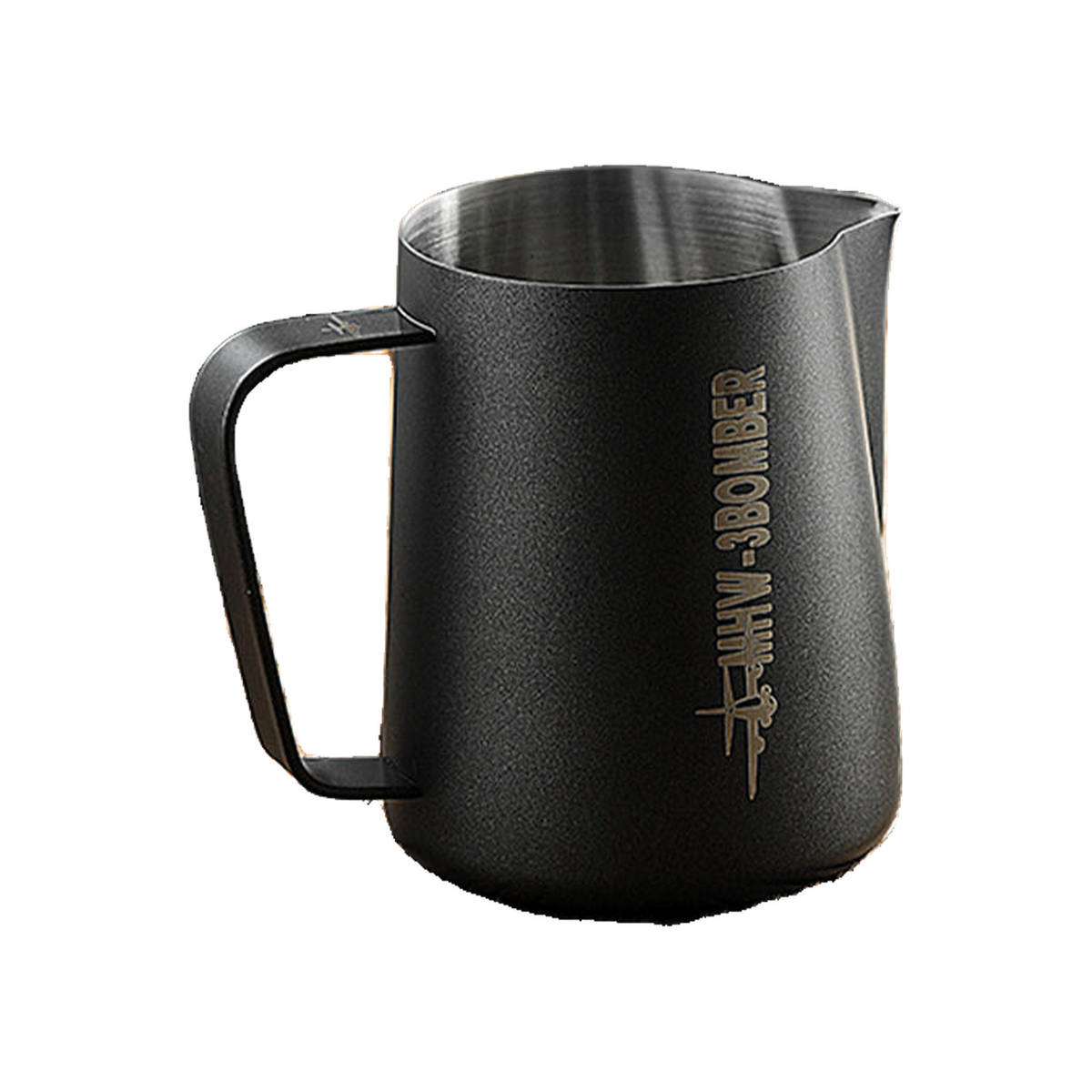 MHW-3Bomber - Milk Pitcher 3.0 450ml - Matte Black Round Spout — transparent product image