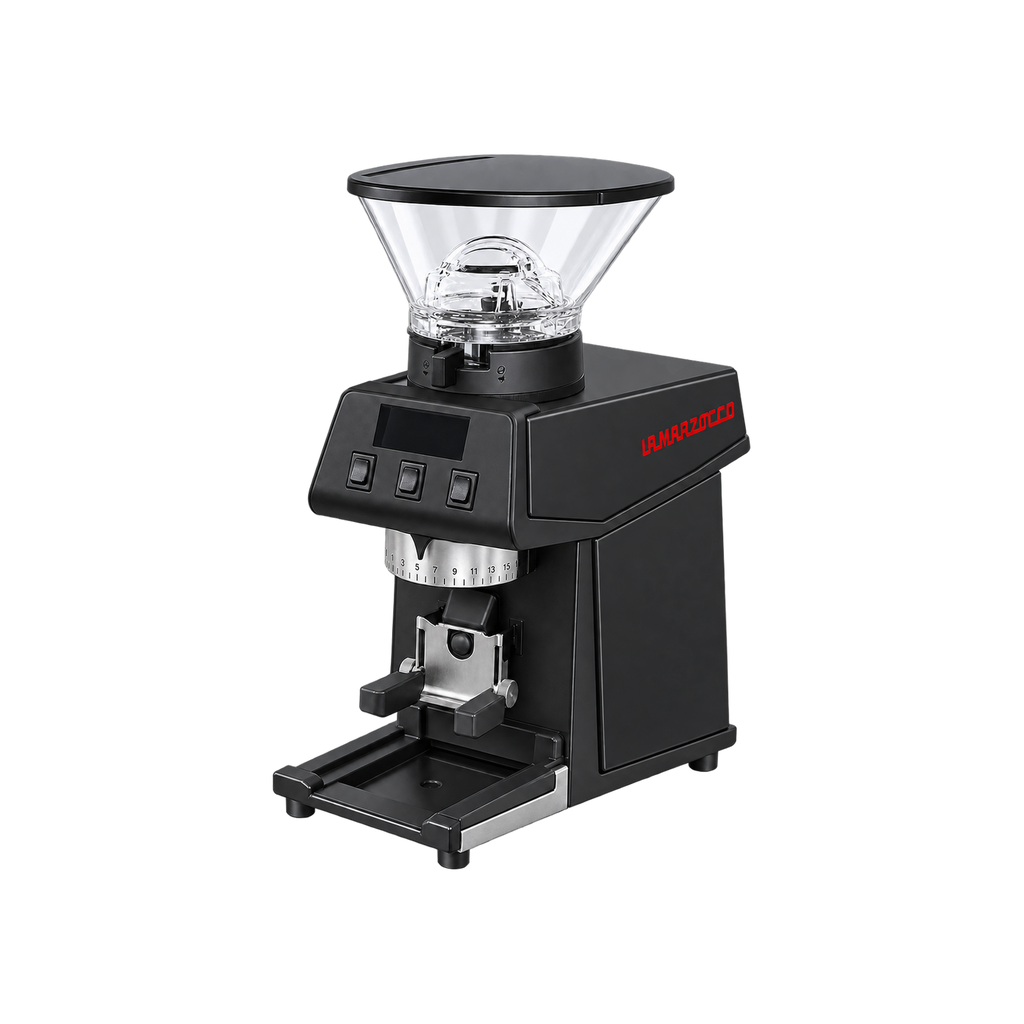La Marzocco Pico Grinder — Black; consistent elevated angle, square transparent image